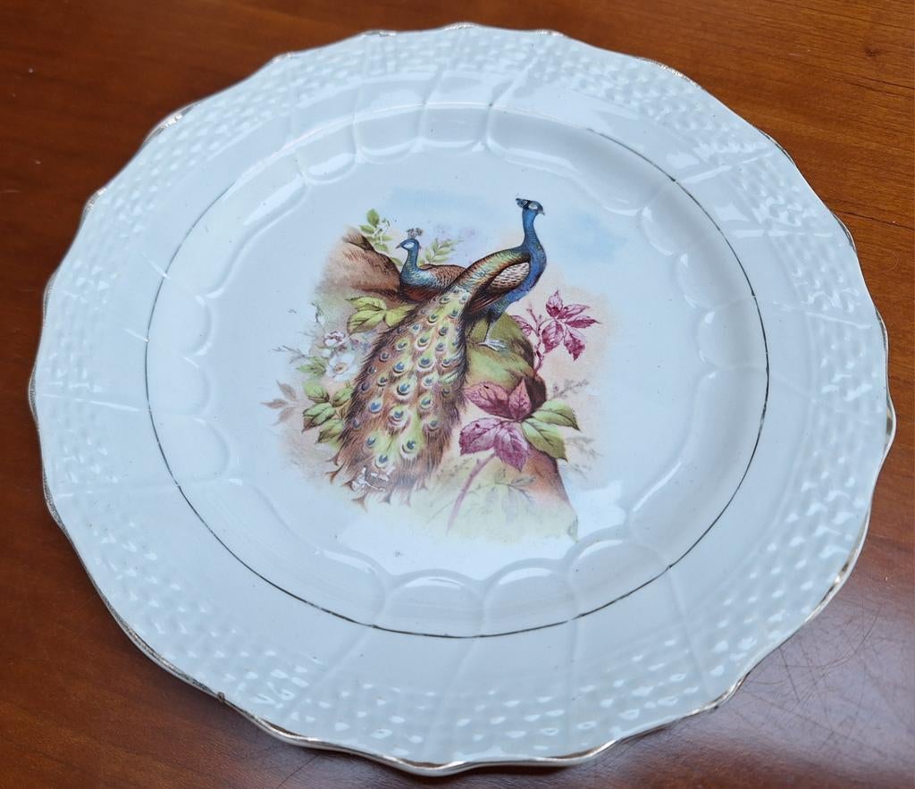 Moulin des Loups Paon, Pauwenbord, terre de fer, Antiek en Kunst, Antiek | Servies los, Ophalen of Verzenden