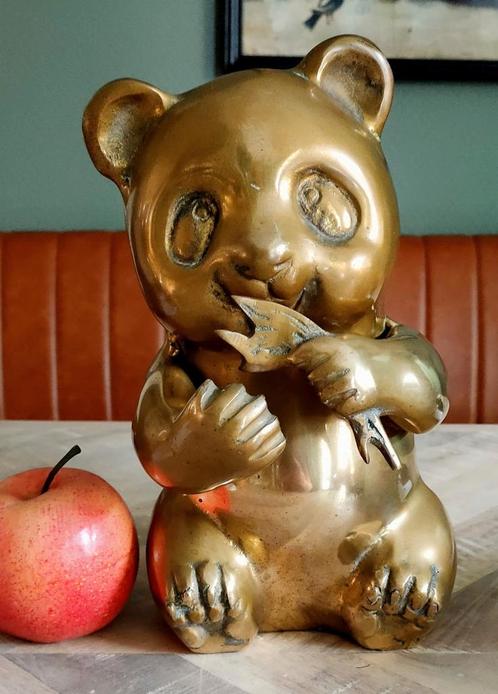 Grote messing panda, Antiek en Kunst, Antiek | Koper en Brons, Ophalen of Verzenden
