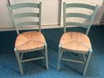 Vintage set van 2 stoeltjes met rieten zitting, Ophalen, Gebruikt, Twee, Overige kleuren