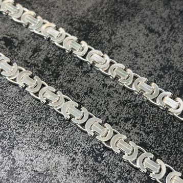 Zilveren platte koningsketting massief 925 silver beschikbaar voor biedingen
