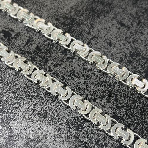 Zilveren platte koningsketting massief 925 silver, Sieraden, Tassen en Uiterlijk, Kettingen, Ophalen of Verzenden