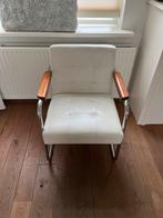 Leren fauteuil off white / ecru, Huis en Inrichting, Fauteuils, Gebruikt, Ophalen of Verzenden, 50 tot 75 cm, Leer