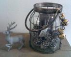 Stoer windlicht/vaas glas met metalen rekje caged glass, Huis en Inrichting, Gebruikt, 25 tot 50 cm, Ophalen of Verzenden, Metaal