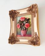 Bloemenschilderij in reliëf, Antiek en Kunst, Kunst | Schilderijen | Klassiek, Ophalen of Verzenden