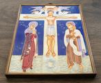 Om 1930 Calvarie Kruisbeeld Kruis Tegel Cloisonne Uitvoering, Antiek en Kunst, Ophalen of Verzenden
