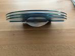 Bijzondere design wandlamp met glas, blauw, Ophalen of Verzenden, Gebruikt, Metaal