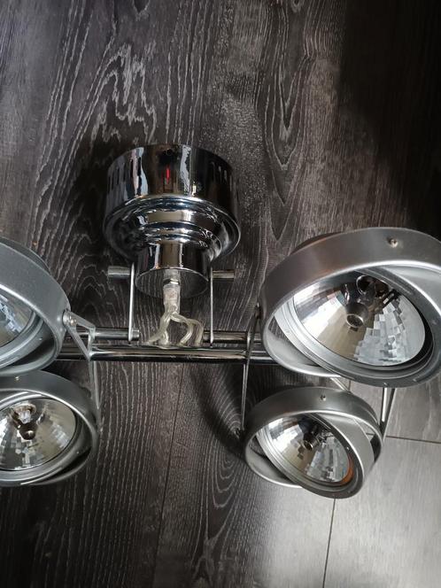 Industriële Vintage Spot - 4 Lampen, Huis en Inrichting, Lampen | Spots, Gebruikt, Plafondspot of Wandspot, Metaal of Aluminium