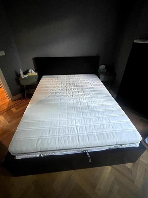 Zwart Malm opslagbed voor matras 150x200, Huis en Inrichting, Slaapkamer | Bedden, Gebruikt, Tweepersoons, Overige maten, 200 cm
