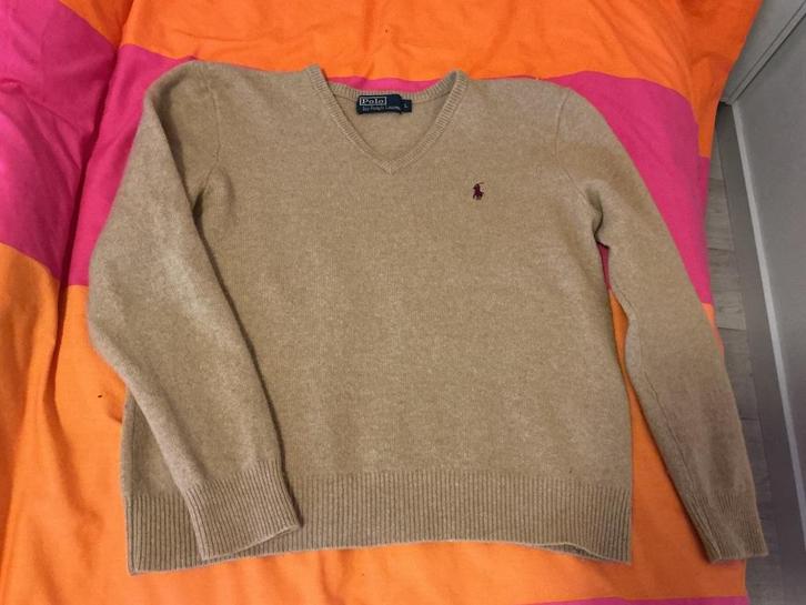 Polo Ralph lauren 100% lamswollen trui, Kleding | Dames, Truien en Vesten, Zo goed als nieuw, Maat 42/44 (L), Bruin, Ophalen of Verzenden