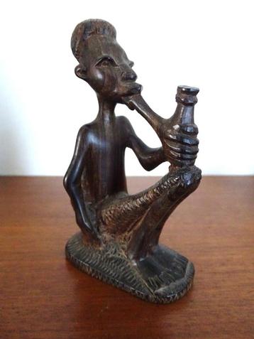 Vintage Beeldje Afrika Azobe ebben Hout  houtsnijwerk beschikbaar voor biedingen