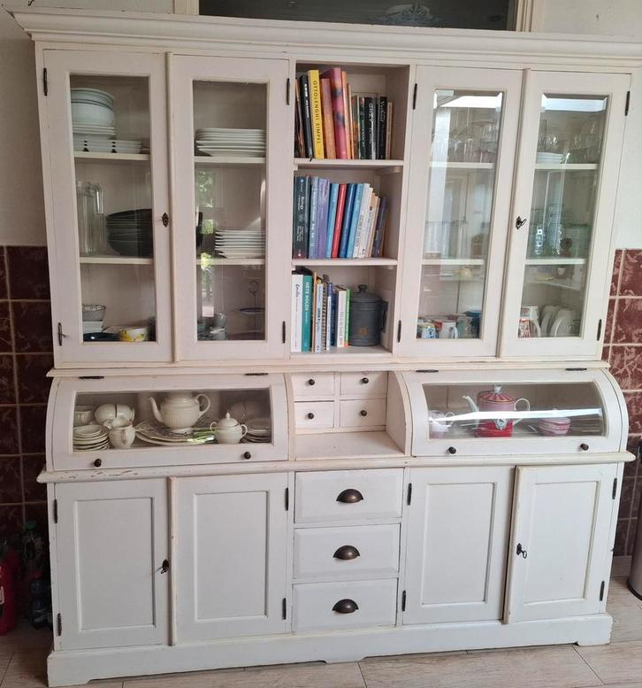 Landelijke buffetkast, servieskast, vitrinekast, Huis en Inrichting, Kasten | Buffetkasten, Gebruikt, 200 cm of meer, 150 tot 200 cm