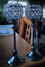 Theelichthouder kristal - set van 2 waxinelichthouder, 25 tot 50 cm, Ophalen of Verzenden, Zo goed als nieuw, Metaal