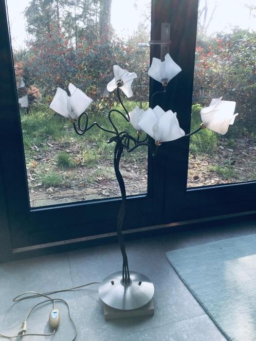 Bijzondere vloerlamp: Messing & transparante kelken, Huis en Inrichting, Lampen | Vloerlampen, Gebruikt, 100 tot 150 cm, Kunststof