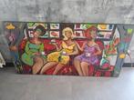 Fleurig tafereel van de Dikke Dames, Antiek en Kunst, Kunst | Schilderijen | Modern, Ophalen