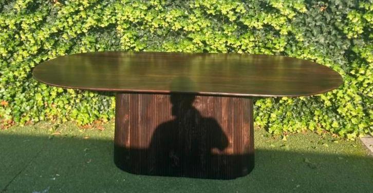 Japandi eettafel mangohout kleur walnoot 231x111, Huis en Inrichting, Tafels | Eettafels, Zo goed als nieuw, 100 tot 150 cm, 200 cm of meer