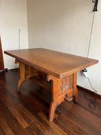 Uitschuifbare tafel met houtsnijwerk, Huis en Inrichting, Tafels | Eettafels, Ophalen, 100 tot 150 cm, 50 tot 100 cm, Vijf personen of meer