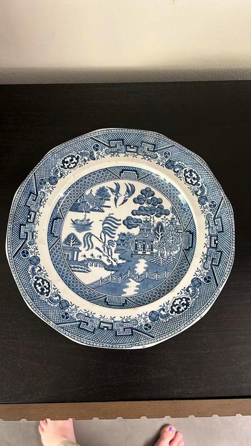 Staffordshire Blauw-Wit Bord – Tuin Tafereel, Antiek en Kunst, Antiek | Porselein, Ophalen of Verzenden