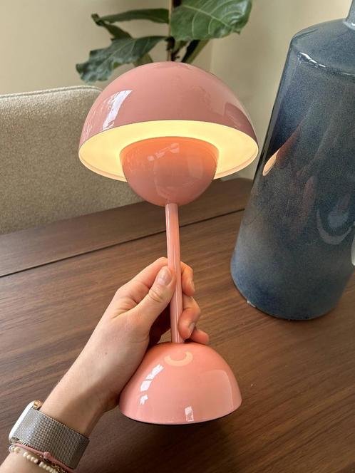 roze retro inspired mushroom design lamp draadloos, Huis en Inrichting, Lampen | Tafellampen, Nieuw, Minder dan 50 cm, Ophalen of Verzenden