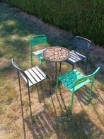 4 metalen stoelen voor buiten, industrieel design, Ophalen, Gebruikt, Overige materialen, 2 zitplaatsen