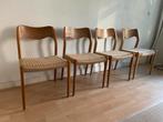 Vintage eettafel + 4 stoelen Niels Otto Møller Deens design, Huis en Inrichting, Stoelen, Ophalen, Gebruikt, Bruin