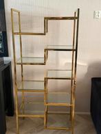Vakkenkast / vitrinekast en sidetable goud met glas richmond, Huis en Inrichting, Ophalen, 25 tot 50 cm, Glas