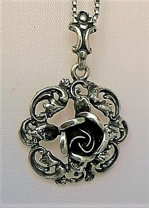 Hanger met roos aan ketting Teka (6551-410), Sieraden, Tassen en Uiterlijk, Kettinghangers, Nieuw, Zilver, Zilver, Bloem of Plant