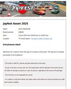 1x adult entry ticket Japfest 2025 TT circuit, Tickets en Kaartjes, Beurzen