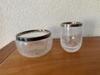 Craquelé schaaltje en lepelvaasje met zilveren randje, Verzamelen, Glas en Borrelglaasjes, Ophalen of Verzenden, Zo goed als nieuw