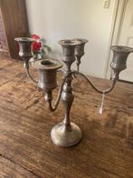 Brocante, 5-armige verchroomde/verzilverde kandelaar, Antiek en Kunst, Ophalen of Verzenden