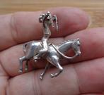 zilveren hanger paard met cowboy [886], Verzenden, Zo goed als nieuw, Zilver, Zilver