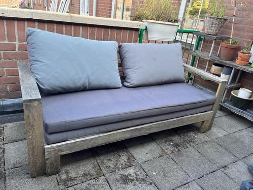 Gratis – Houten tuinbank met kussens (uitschuifbaar), Tuin en Terras, Tuinbanken, Gebruikt, Hout, Ophalen