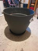 Donkergrijze plastic plantenpot met schotel - 38cm, Ophalen