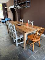 Mooie lange houten eettafel, Ophalen, Gebruikt, 200 cm of meer, 50 tot 100 cm
