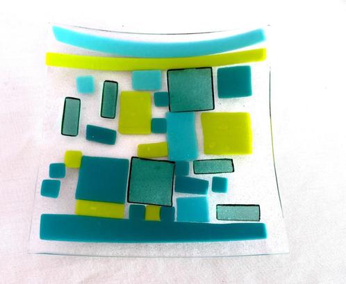 Glas Mozaïek Schaaltje rechthoekig 15x15 cm Vintage, Antiek en Kunst, Antiek | Glas en Kristal, Ophalen