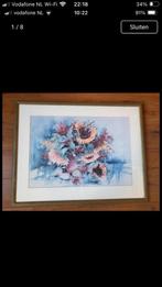 Aquarel met zonnebloemen van Alie Kruse Kolk., Huis en Inrichting, Ophalen, Oorspronkelijke maker, Schilderij, 75 cm of meer