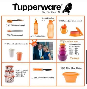 TUPPERWARE ORANJE fles-kom-magnetron-emmer-doos-partyschaal