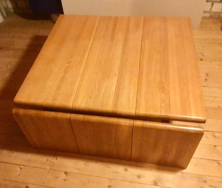 LEOLUX  vierkante eiken salontafel ontwerp 757 Hary de Groot, Huis en Inrichting, Tafels | Salontafels, Gebruikt, Minder dan 50 cm