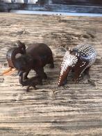 Prachtige puntgave olifanten ingelegd been 15x12 19x16 cm, Ophalen of Verzenden