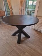 Eettafel rond zwart hout met stalen poten, Ophalen of Verzenden, Zo goed als nieuw