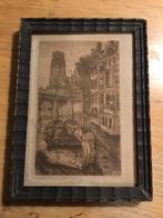 Antieke Ets Rotterdam ( in Hilversum), Antiek en Kunst, Kunst | Etsen en Gravures, Ophalen of Verzenden