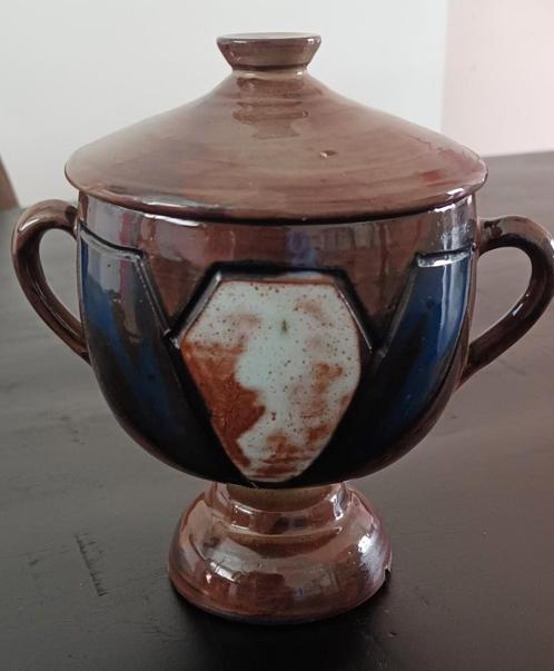 Vintage handgemaakte keramieken pot met deksel (1968- gesign, Antiek en Kunst, Antiek | Servies los, Ophalen of Verzenden