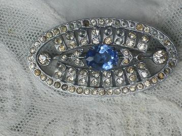 ART DECO Broche Rhodium-plated Glasspaste Strass beschikbaar voor biedingen