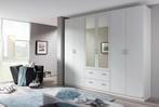 Grote witte kledingkast met spiegels | 6 deuren, 2 lades, Nieuw, 200 cm of meer, Modern, 50 tot 75 cm