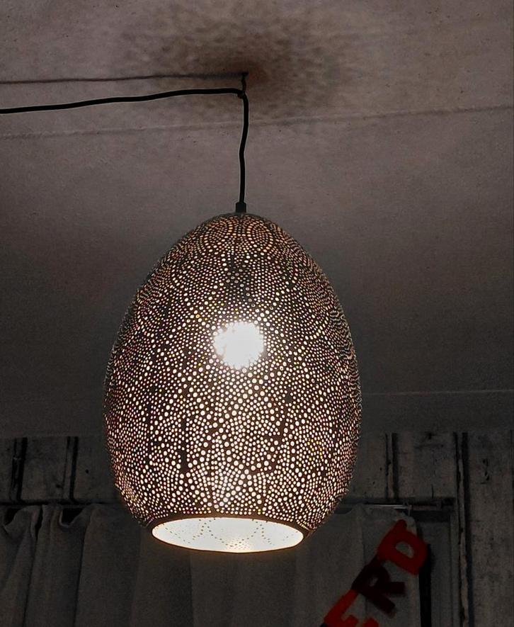 Set van 2 koperen hanglampen, Huis en Inrichting, Lampen | Hanglampen, Zo goed als nieuw, Overige materialen, Ophalen