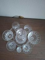 Kristallen glazen + karaaf op glazen onderbord,Perfecte nieu, Ophalen of Verzenden