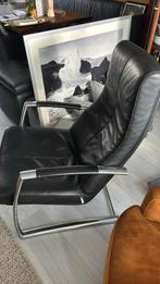Topform design stoel leer met rvs, Huis en Inrichting, Fauteuils, Ophalen, Zo goed als nieuw, Leer
