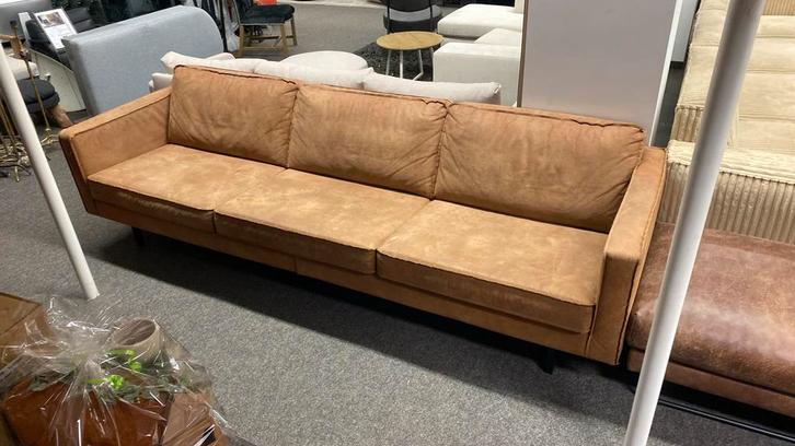 Bank leder + 2 fauteuils leder showroom model, Huis en Inrichting, Banken | Bankstellen, Zo goed als nieuw, Leer, Ophalen of Verzenden