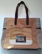 Leder suede kantoene hand-shooltas, Ophalen of Verzenden, Zo goed als nieuw, Beige, Schoudertasje