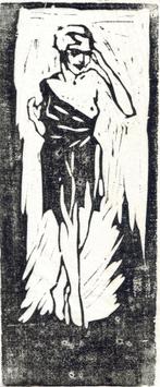 Hubert Sluis houtsnede "Eva", Huis en Inrichting, Woonaccessoires | Schilderijen, Tekeningen en Foto's, Ophalen, Minder dan 50 cm