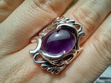 Vanoli 925 zilveren design ring met amethist maat 17,25 beschikbaar voor biedingen